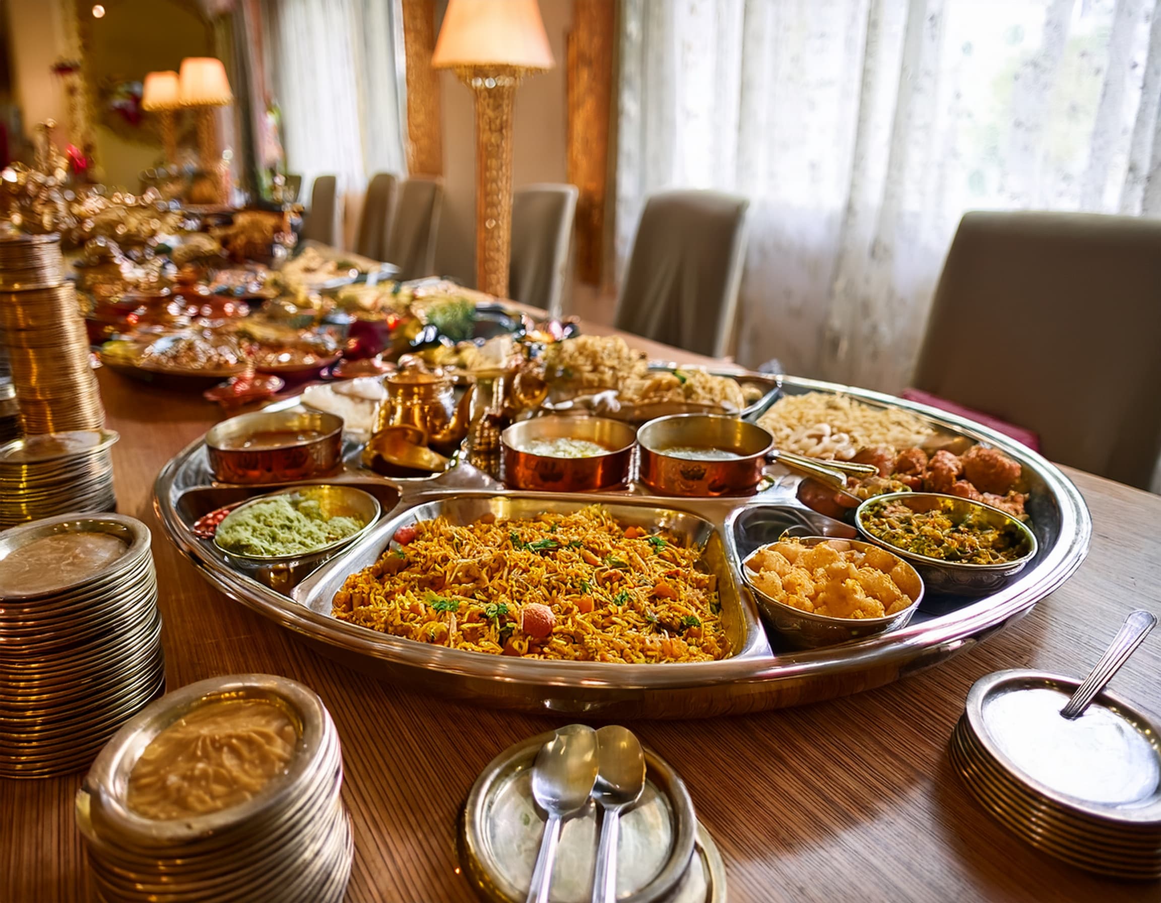 Catering platters laid out for an event
